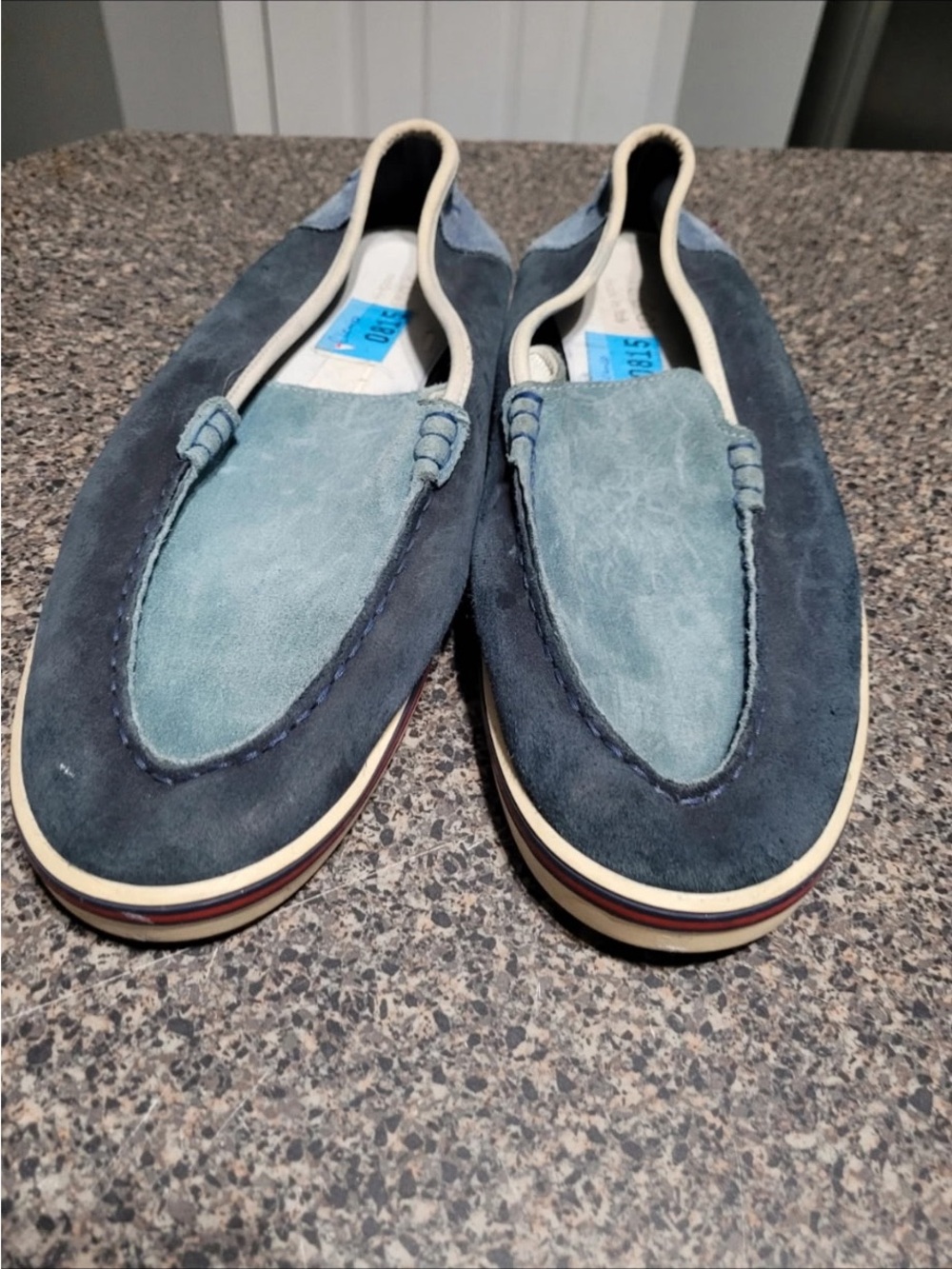 Gucci Two-Tone Blue Suede Slip-On Loafers